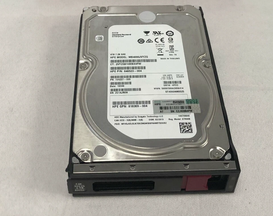 HPE 4TB SAS 12G 833928-B21 Midline 7.2K (3.5in) LP Digitally Signed Firmware HDD - Image 2 of 2