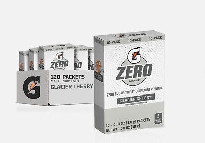 GATORADE G ZERO Glacier Cherry  SUGAR FREE 10 Single Packets 1 Box POWDER STICKS