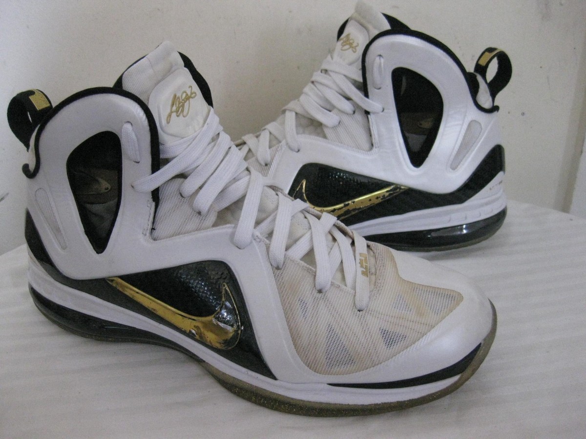 LEBRON 9 P.S. ELITE 516958-100 HOME WHITE-METALLIC GOLD-BLACK MENS  