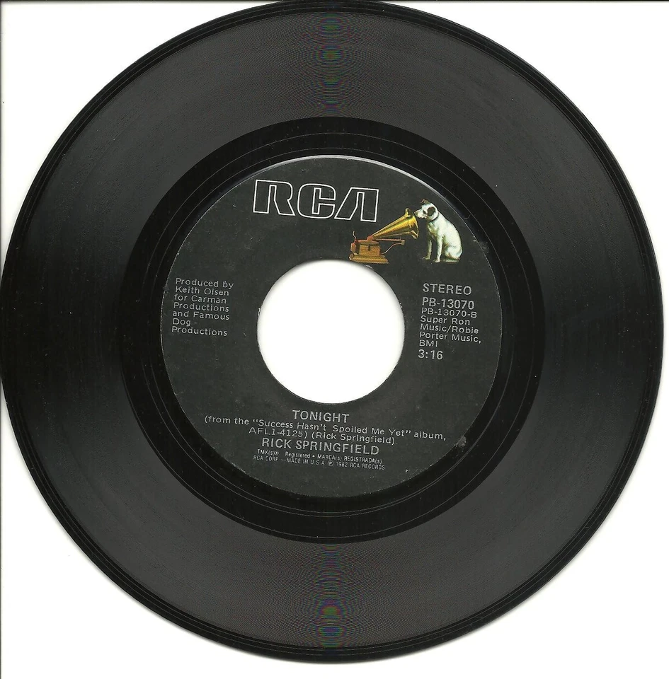 Rick Springfield-Don't Talk To Strangers RARE/PS-45 RPM-7"-single-rock-vinyl-RCA - Image 4 of 4