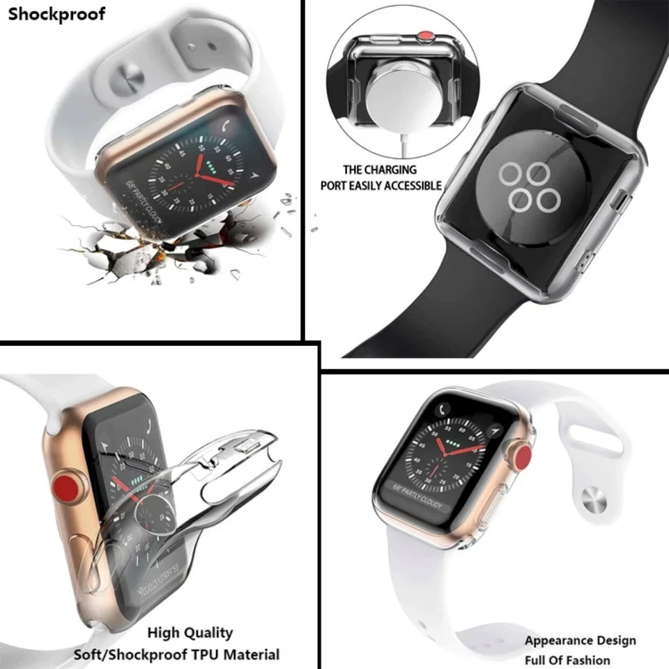 (PACK 8) APPLE WATCH Series 1/2/3/4/5 Transparente FUNDA PROTECTORA COMPLETA TPU Foto 3 de 4