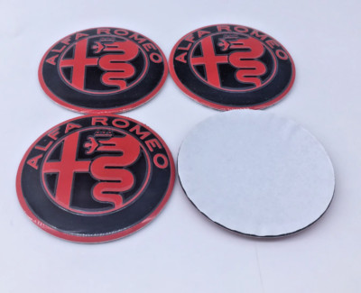 4x 56mm Aluminum Car Emblem Hub Cover Stickers Wheel Cap Stickers Black RED