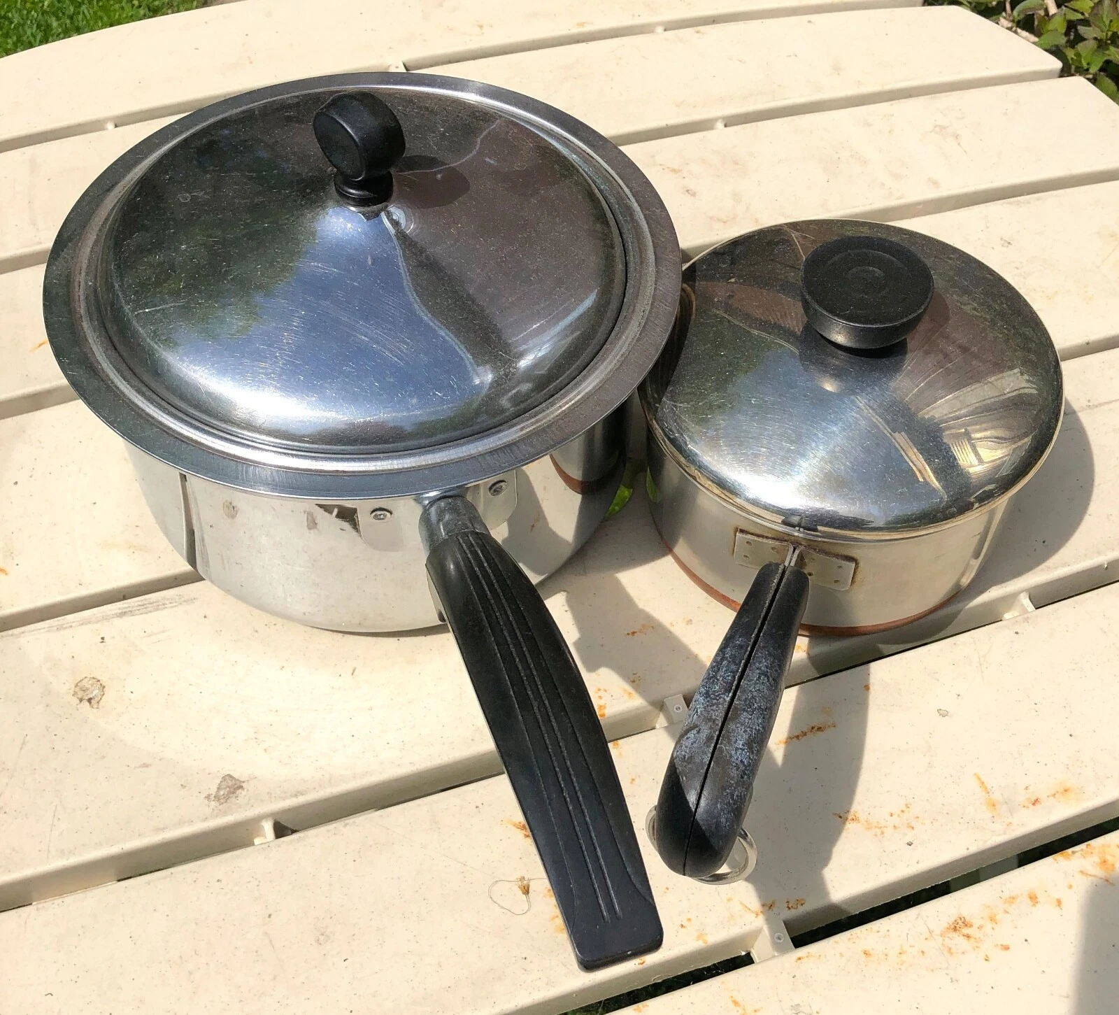 2- PANS 5.5" SAUCEPAN WITH COPPER BOTTOM+ 8.5" DOUBLE BOILER-STAINLESS STEEL