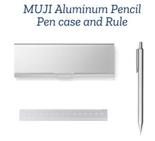 MUJI Aluminum Pen Case, Aluminum Hexagonal Pencil and Rule set from Japan