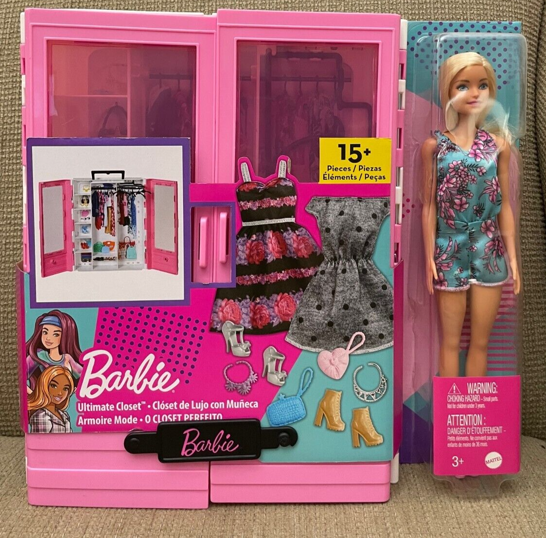 BARBIE ULTIMATE CLOSET 15+ PCS W/ DOLL GBK12 *NEW*