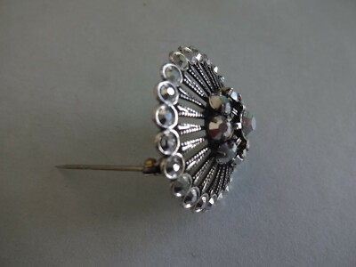Broche hippocampe vintage en métal argenté avec oeillet en strass bleu turquoise, style marin - Canada