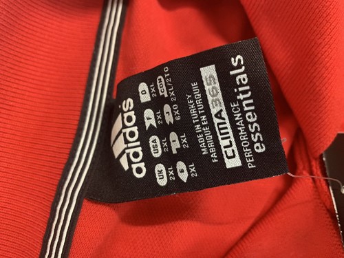Mens Adidas Rugby 2XL Polo Shirt Short Sleeve Red New With Tags NWT - Picture 9 of 10