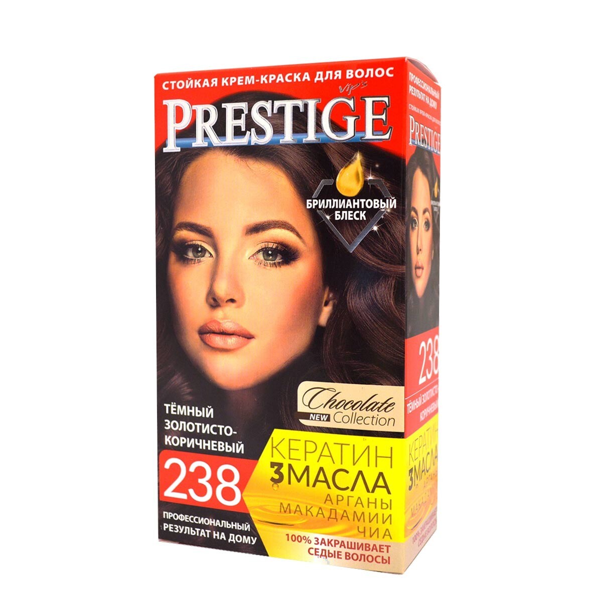 Vip's Prestige Crema colorante resistente per capelli 238 Marrone dorato scuro