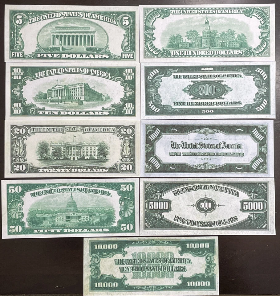 Juego de reproducción de billetes de la Reserva Federal de 1934 $5 - $10,000 ¡Leer descripción a continuación!! Foto 3 de 4