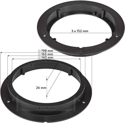 EVOTUNING Coppia Adattatori Altoparlanti Casse Anteriori 165mm per Mercedes Classe B W245