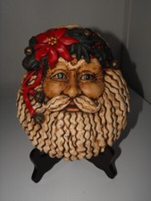 Ceramic Santa Claus Face Primitive Hand Painted