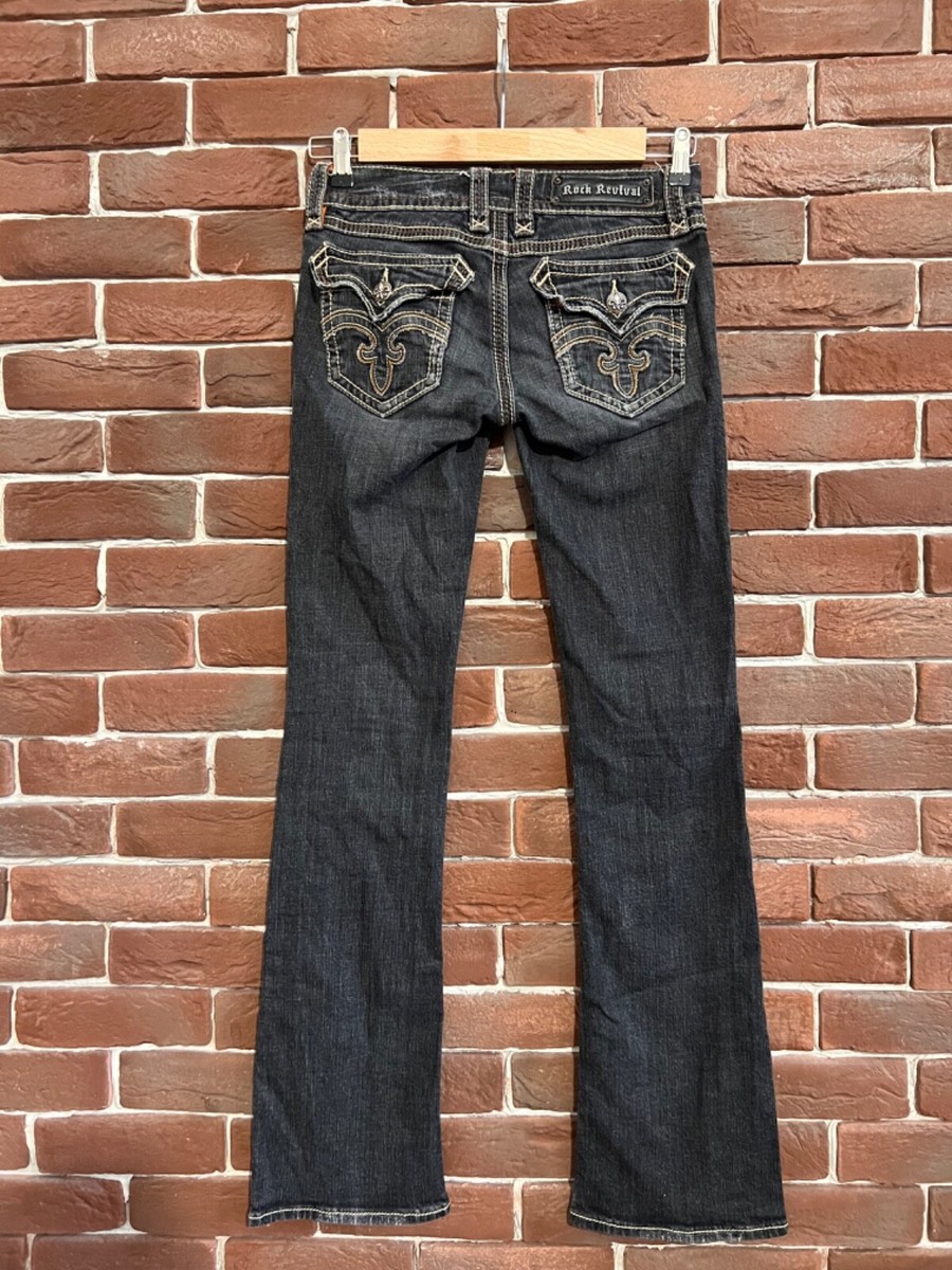 Rare Vintage Rock Revival Drip Denim Jeans Pants USA 26 size blue