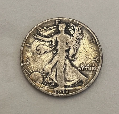 1918-S Walking Liberty Silver Half Dollar Very Good+ (VG+) Nice Details DC9