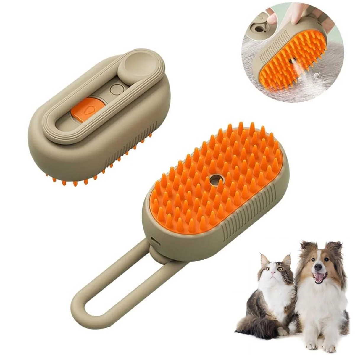 Cat Steamy Pet Brush Steamer Brush for Removing Tangled and Loose Hair (Light Gr-image