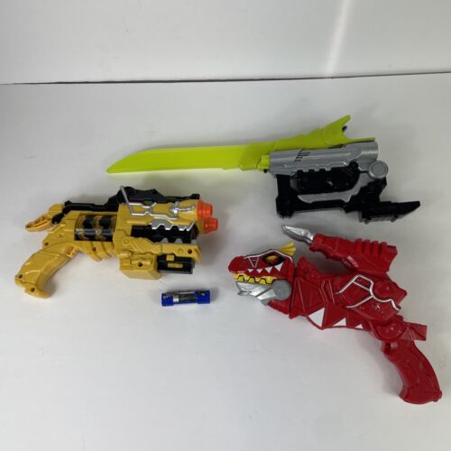 Lot Of 2 Power Rangers Dino Charge Blasters Red Yellow T-Rex  Morpher & Sword - Picture 1 of 13