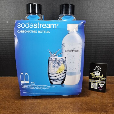 NEW Sodastream Bottles 2X1 Liter Black Plastic Carbonating Twin Pack