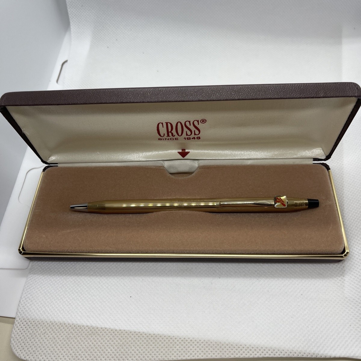 V PR コンロー 1枚 Vintage Cross 4502 10kt Rolled Gold Ball Pen W/ Kellogg