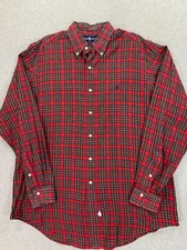 Polo Ralph Lauren Plaid Long Sleeve Button Down Shirt Men's Large Red
