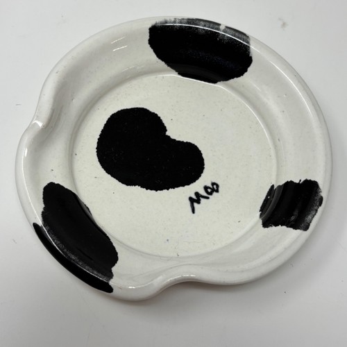 Contemporary Pottery Handmade in Oregon Small Trinket Tray Dish Cow Moo White
