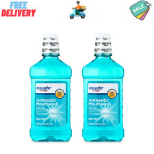 2 Pack Equate Antiseptic Mouthwash Enamel-Safe, Blue Mint, 16.9 fl oz 500 mL