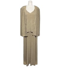 Alex Evenings Gold Shimmer Evening Gown Mother of Bride Dress w/ Jacket Size 14