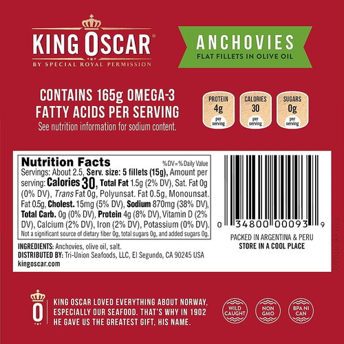 King Oscar Anchovies (flat) 2 Oz Can (pack of 4) for sale online eBay