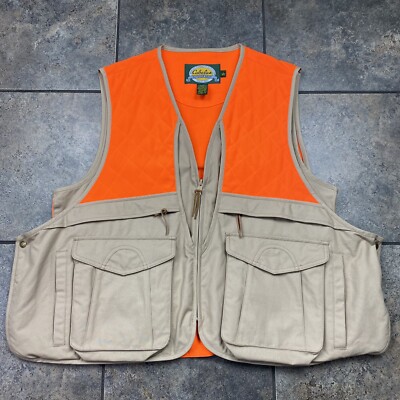 Men's VTG Cabela's Full Zip Hunting/Fishing Vest W/Game Pouch Size