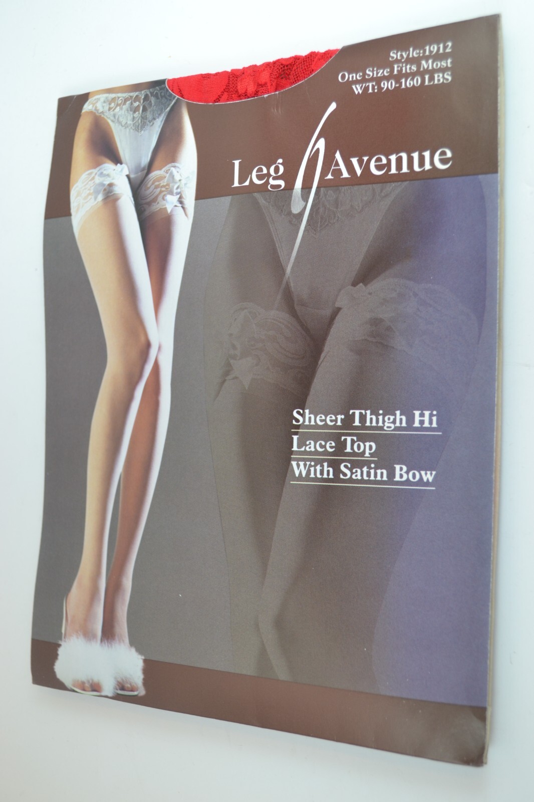 Red Sheer Stockings Lace Top With Red Satin Bow Leg Avenue Reduced To Clear