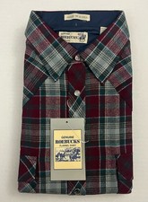 Sears Roebucks Acrylic Flannel Plaid Shirt Pearl Snap Buttons Western Men's XL