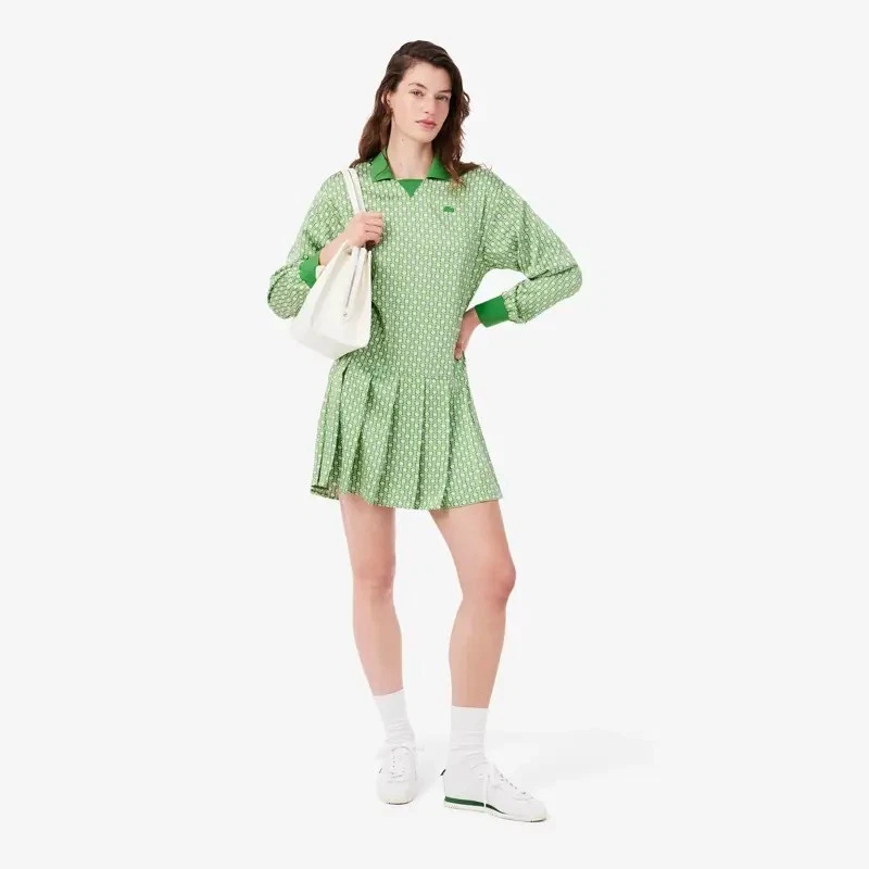 knee length dresses for ladies Lacoste Thermo-Regulating UV Protect Longsleeve Golf Polo Navy main image 1