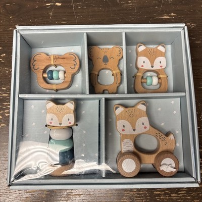 5 PCS Baby Wooden Rattle Set Baby Toys 0-10 Months Infant Toys