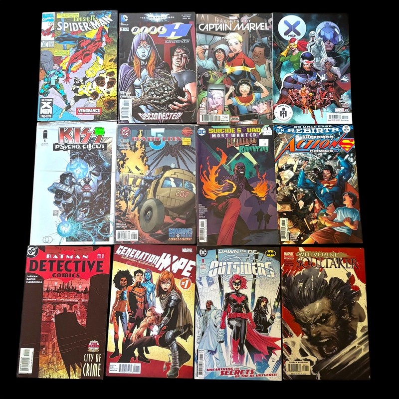 Marvel DC Comic Book Lot 12 Spider-Man Wolverine Superman X-Men Detective Comics