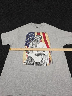 80's 万国旗“”USA製“両面プリント“long T-shirt Jimi Hendrix Star Spangled Banner T-Shirt XL Gray USA Flag Band