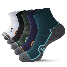 Men's Athletic Quarter Socks, 6 Pairs Cushioned Sports 10-13 6 Pairs Multicolor