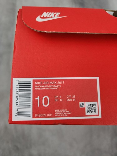 NIke Air Max 2017 Black White Anthracite 849559-001 Men's Size 10 New With Box - Picture 9 of 10