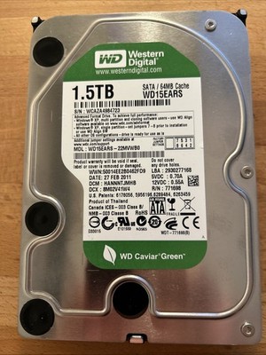 Western Digital 1,5TB Green WD15EARS Festplatte, SATA II, 64MB, 5400u/Min, 3.5''