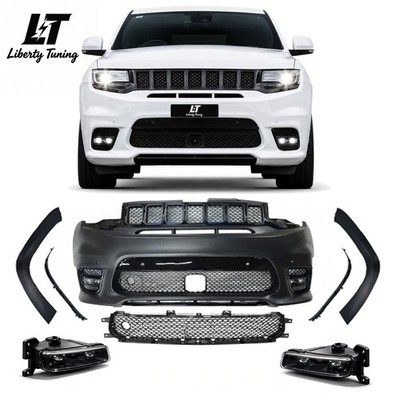 For 2014~2021 Jeep Grand Cherokee SRT Style Front Bumper Kit Grille & Fog Light