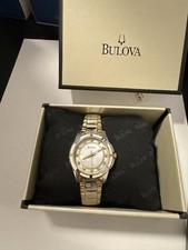 Bulova Ladies 98P140 Diamond White Mother of Pearl Dial Watch