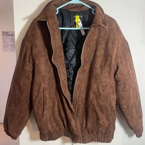NWT Lost Management Cities LMC Brown Suede Down Lined Puffer Jacket, Men's S video thumbnail