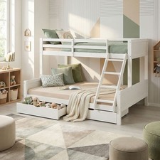 Etagenbett Hochbett 90x200 140x200 cm Weiß Kinderbett mit Bettkasten Homestyle4u