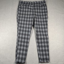 Nine West Women's Sz 16 Black Gray Check Heidi Pull On Skinny Pants Goth Grunge 
