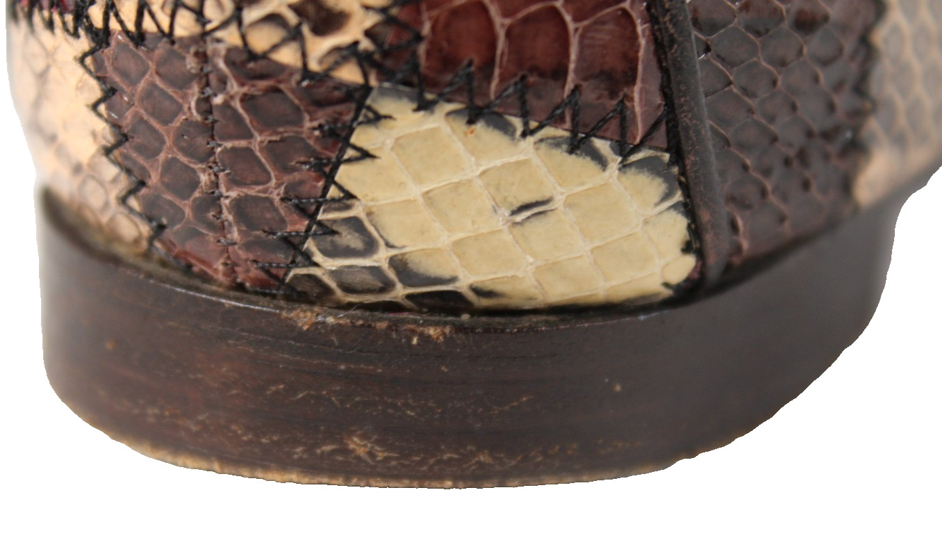 MANOLO BLAHNIK Multi-Color Patchwork Snakeskin Po… - image 8