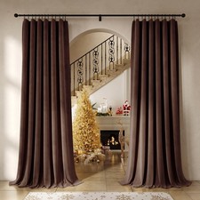 Beauoop Coffee Brown Velvet Curtains 84 52"W x 84"L Pack of 2 ,