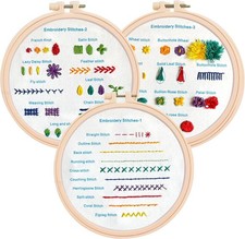 Beginner Embroidery Kit   Learn 28 Stitches Small, Practice Patterns