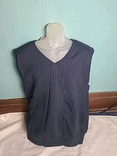 Vintage 80's Champion Cotton Vest Navy Blue Men's Large Sleeveless Made in USA