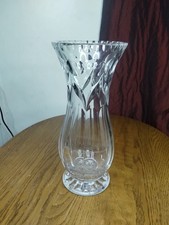 Crystal Cut Style Vase Starburst Base Heavy Floral Decor Unbranded