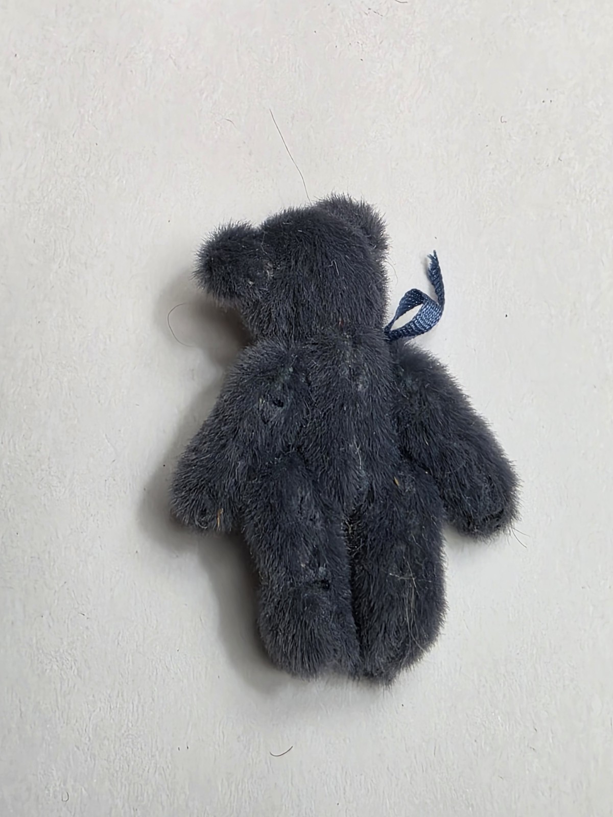 Vintage Artisan Dollhouse Miniature Blue Jointed Plush Teddy Bear