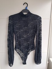 Black sheer, High neck,long sleeve, lace bodysuit size 10/ Brand new/