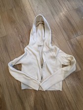 Brandy Melville John Galt Cream Double Zip Up Sweater With Hood