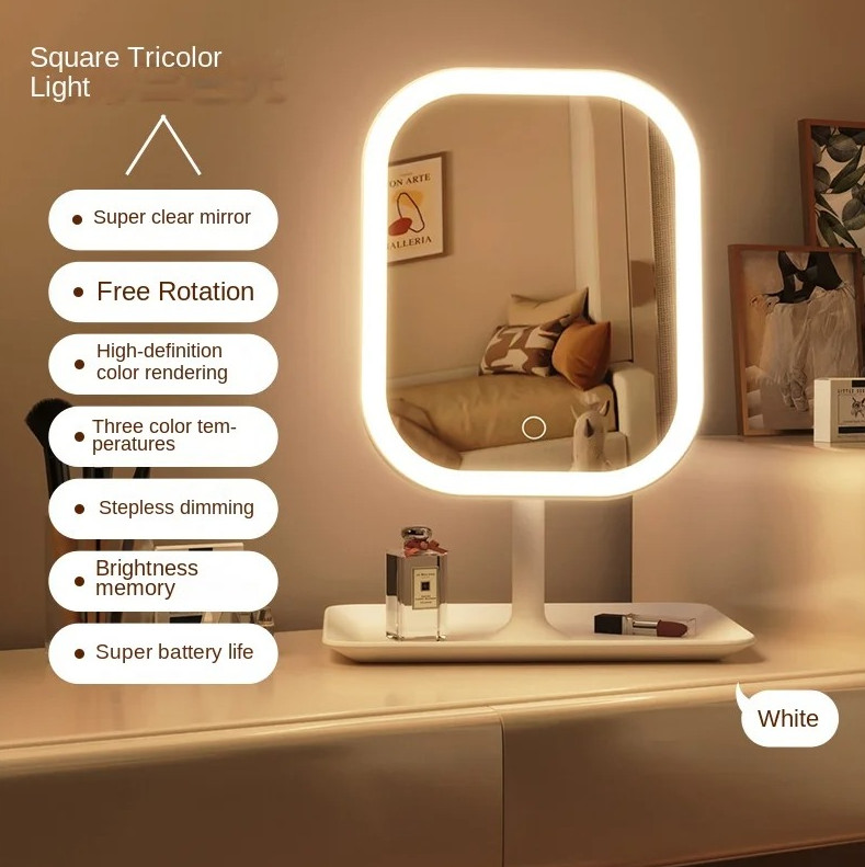 1 Pc Modern Desktop Led Vanity Mirror Touch Control 3 Color Makeup Light